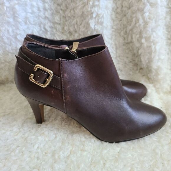 Vince Camuto Val‎ Leather Booties Espresso sz 8 - Picture 1 of 9